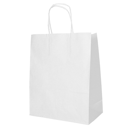 [88844] 8 x 25 Tragetaschen, Papier 44 cm x 32 cm x 17 cm weiss mit gedrehtem Tragegriff