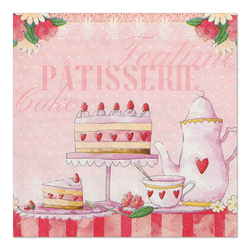 [89051] 10 x 20 Servietten, 3-lagig 1/4-Falz 33 cm x 33 cm "Patisserie"
