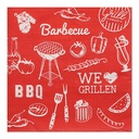 12 x 30 Servietten, 3-lagig 1/4-Falz 33 cm x 33 cm "BBQ Love"