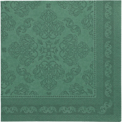 [89276] 5 x 50 Servietten "ROYAL Collection" 1/4-Falz 40 cm x 40 cm dunkelgrün "Arabesque"