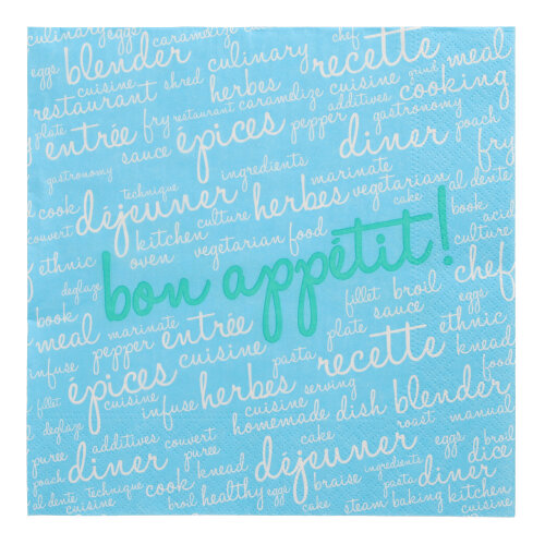 [89386] 10 x 20 Servietten, 3-lagig 1/4-Falz 40 cm x 40 cm blau "Table Pleasures"