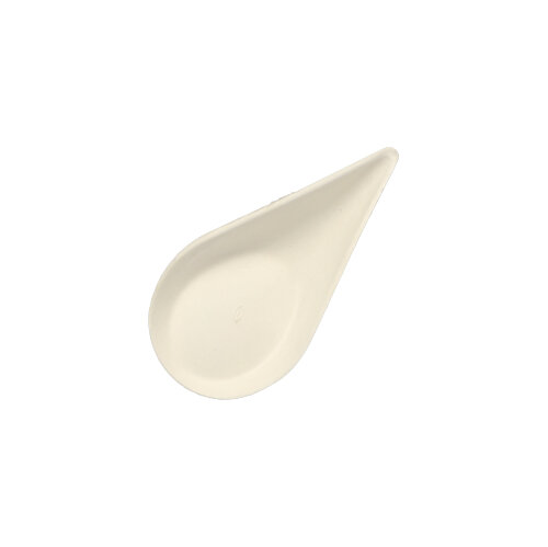 [89434] 10 x 50 Fingerfood - Teller, Zuckerrohr "pure" 10,5 cm x 5,7 cm weiss "Drop"