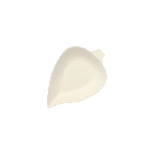 [89439] 15 x 12 Fingerfood - Teller, Zuckerrohr "pure" 1,2 cm x 6 cm x 8 cm weiss "Leaf"