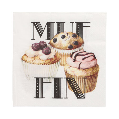 [89480] 10 x 20 Servietten, 3-lagig 1/4-Falz 33 cm x 33 cm "Muffin"