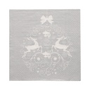 12 x 30 Servietten, 3-lagig 1/4-Falz 33 cm x 33 cm silber "Deers Couple"
