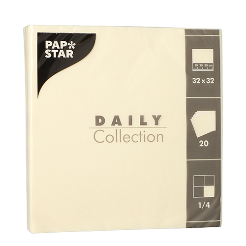 [89613] 15 x 20 Servietten "DAILY Collection" 1/4-Falz 32 cm x 32 cm champagner