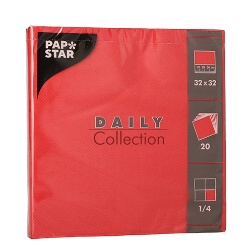 [89616] 15 x 20 Servietten "DAILY Collection" 1/4-Falz 32 cm x 32 cm rot