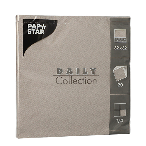[89622] 15 x 20 Servietten "DAILY Collection" 1/4-Falz 32 cm x 32 cm grau