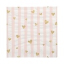 12 x 30 Servietten, 3-lagig 1/4-Falz 33 cm x 33 cm pink "Golden Hearts"