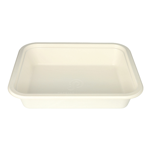 [89726] 100 x Gastronorm-Behälter GN 1/2 Zuckerrohr, PLA beschichtet eckig 4 l 6,5 cm x 32,5 cm x 26,5 cm weiss