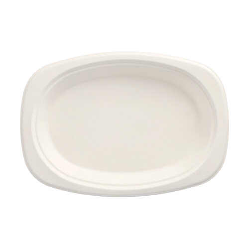 [89740] 10 x 50 Teller, Zuckerrohr "pure" oval 23 cm x 16 cm x 2 cm weiss