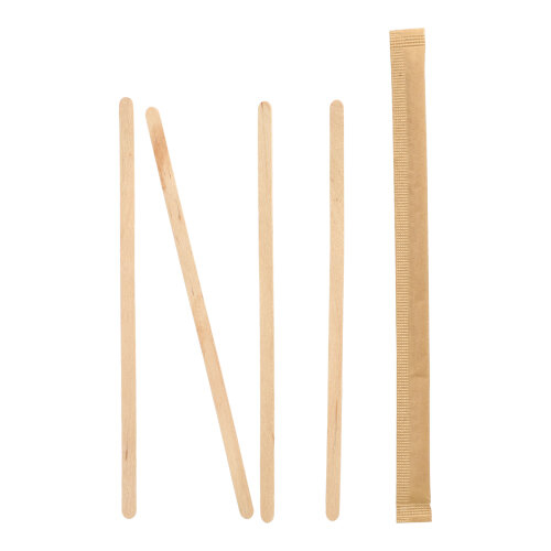 [89927] 20 x 100 Rührstäbchen, Holz "pure" 17,8 cm x 6 mm einzeln gehüllt