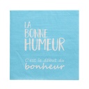 12 x 20 Servietten, 3-lagig 1/4-Falz 33 cm x 33 cm blau "La Bonne Humeur"