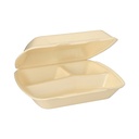 2 x 100 Menüboxen mit Klappdeckel, XPS 3-geteilt 7,5 cm x 24,3 cm x 20,8 cm creme