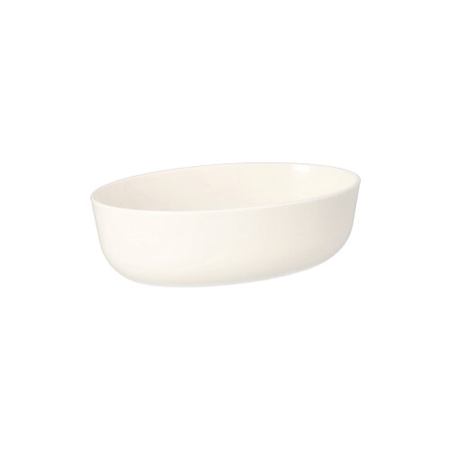 [90385] 4 x 15 Mehrweg-Schalen oval 450 ml 5 cm x 10,5 cm x 15,5 cm weiss "Cella"