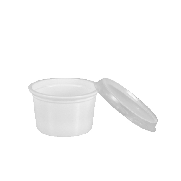 [95267] 10 x 50 Portionsbecher mit Deckel, PP rund 30 ml Ø 46 mm · 28 mm weiss