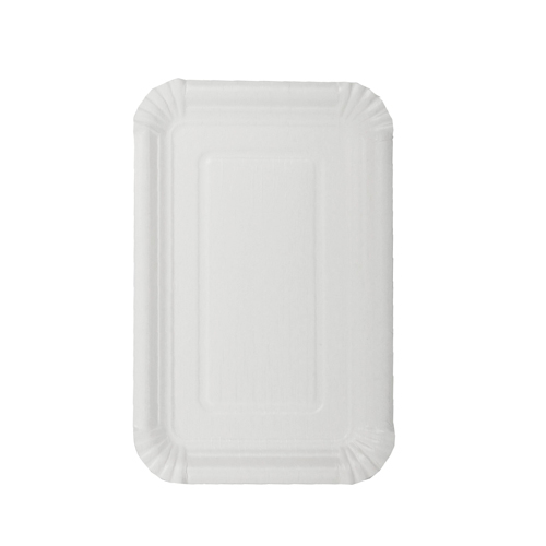 [95646] 6 x 250 Teller, Pappe [rc] eckig 13 cm x 20 cm weiss