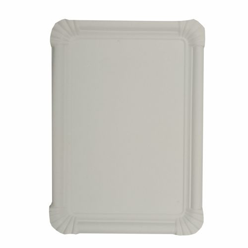 [95651] 4 x 250 Teller, Pappe [rc] eckig 16 cm x 23 cm weiss