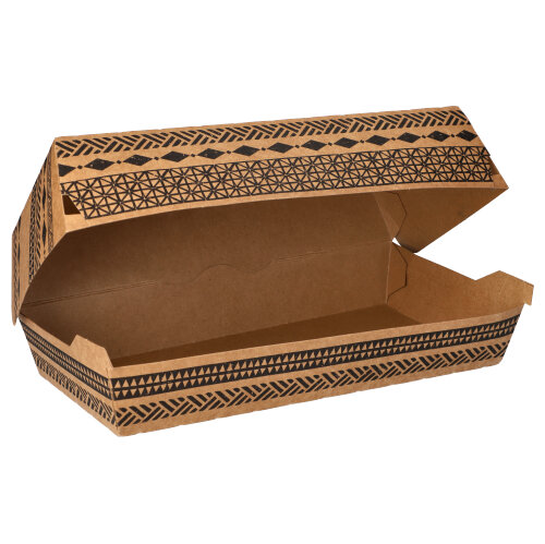 [96440] 300 Baguetteboxen, Pappe 7,5 cm x 10,7 cm x 22 cm braun "Maori" groß