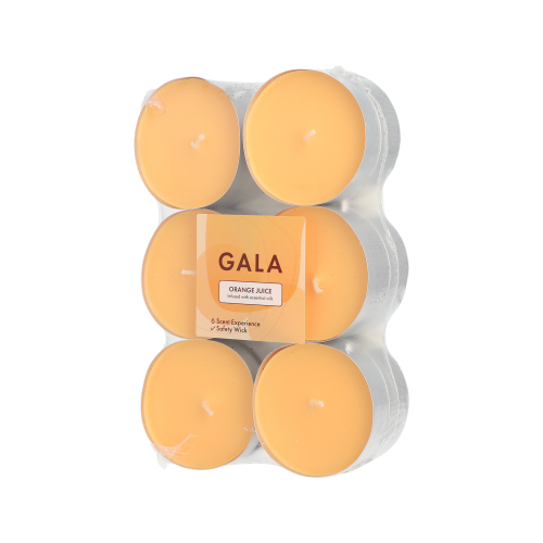 [96923] 12 x 12 "GALA" Maxi Duftlichte Ø 58 mm · 24 mm orange - Orange