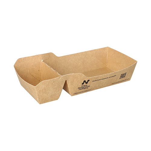 [97061] 6 x 80 Snacktrays, Pappe "NOTPLA" 3,5 cm x 7 cm x 16,5 cm braun