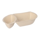 10 x 50 Snacktrays Zuckerrohr 2-geteilt 3,6 cm x 11 cm x 19,4 cm natur