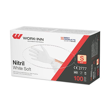 [98428] 10 x 100 "WORK-INN/PS" Handschuhe Nitril puderfrei "White Soft" weiss Größe: S