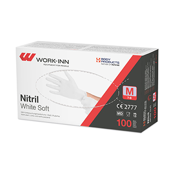[98429] 10 x 100 "WORK-INN/PS" Handschuhe Nitril puderfrei "White Soft" weiss Größe: M