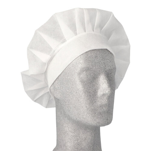 [98455] 10 x 10 "WORK-INN/-PS" Kochmützen, Vlies Ø 30 cm · 17 cm weiss "France"