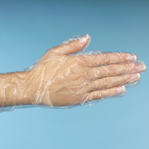 [98490] 10 x 500 "WORK-INN/-PS" Handschuhe, PE transparent für Damen, M