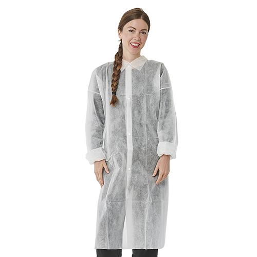 [98492] 8 x 10 "WORK-INN/PS" Besuchermäntel, PP 142 cm x 112 cm weiss mit Druckknöpfen