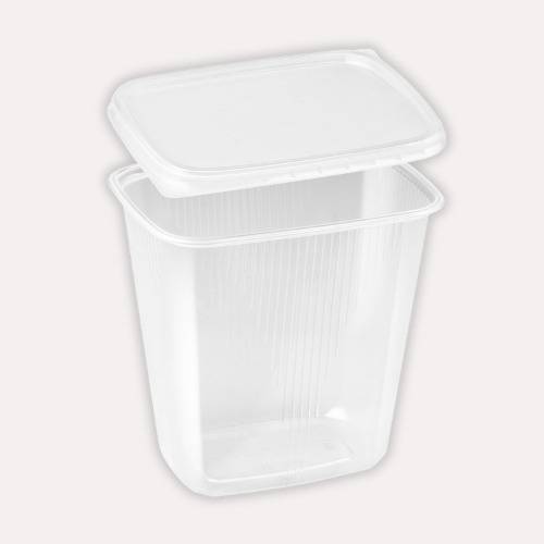 [8046] Feinkostbecher eckig, 500 ml – Kombipack inkl. Deckel