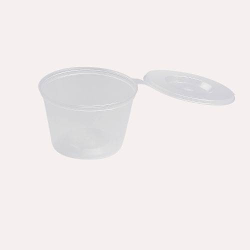 [8482] Dressingbecher 120 ml mit anhängendem Deckel – 50 Stück (PP)