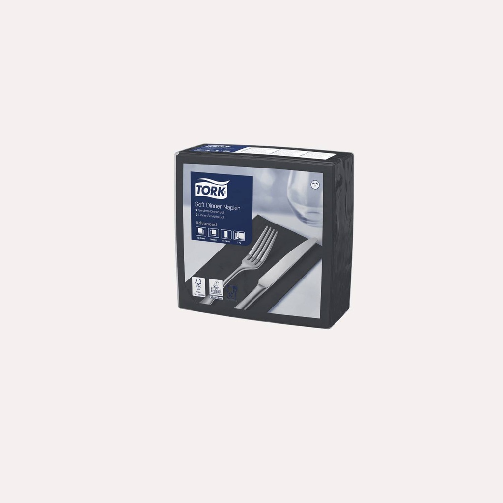 [8215] Zelltuchserviette 39x39 cm, 3-lagig, schwarz, 1/8 Falz