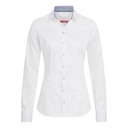 Bluse, weiß mit Kontrast blau