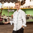 Strong-Clarissa, weiße Damen-Kochjacke