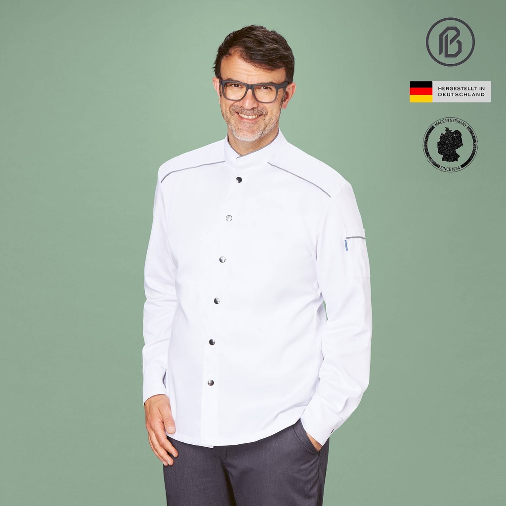 [01000HE-D] Soft-Henry, weiße Herren-Kochjacke