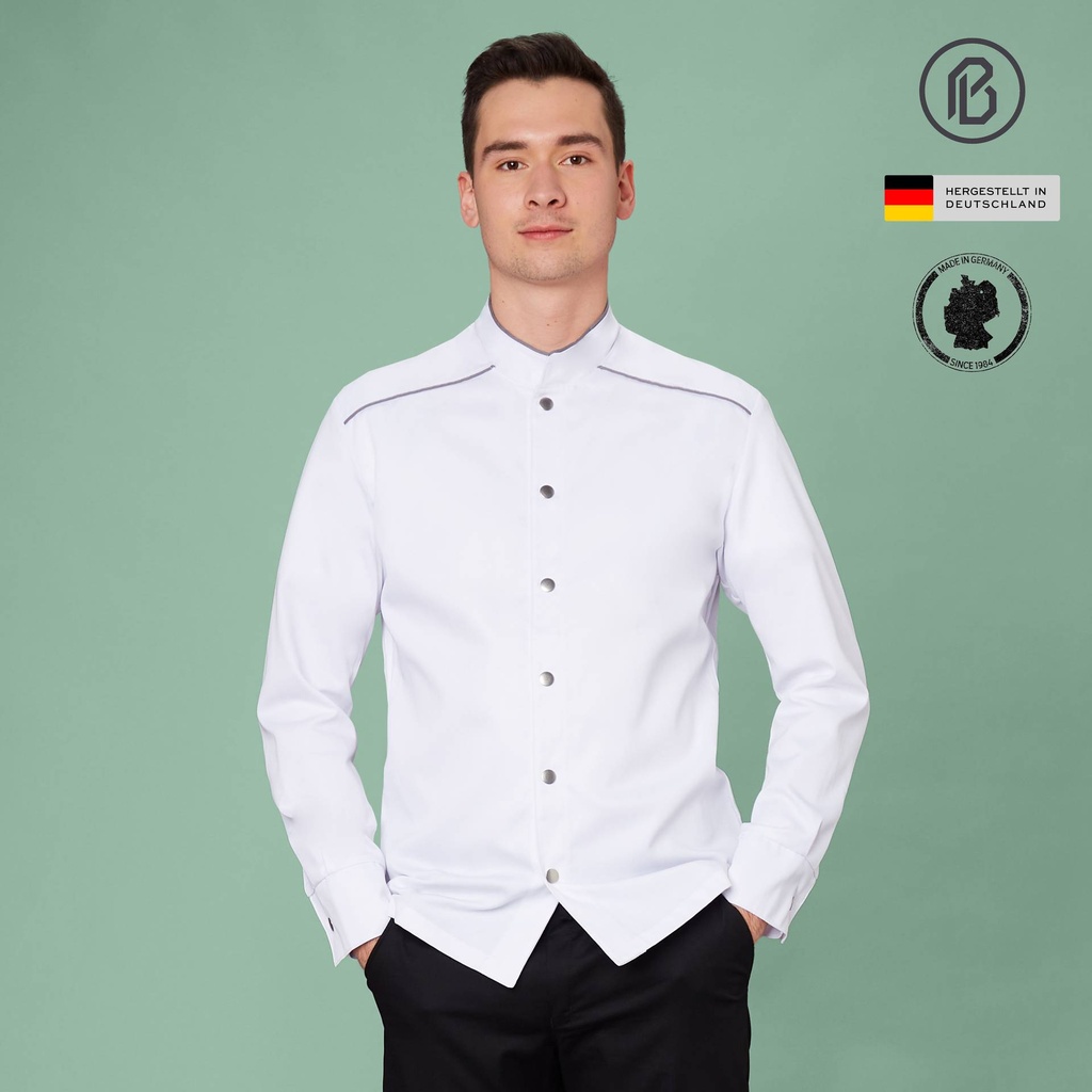 [01000HE-FK] Fifty-Henry, weiße Herren-Kochjacke