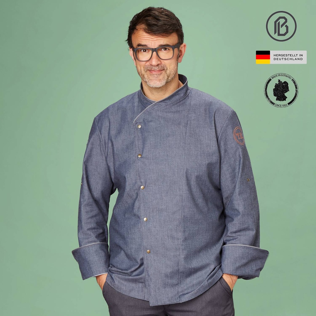 [010FI-TR8095] Treck-Finix, Kochjacke Denimoptik