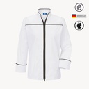 Satin-Riccarda, weiße Damen-Kochjacke