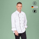 Satin-Felix, weiße Kochjacke