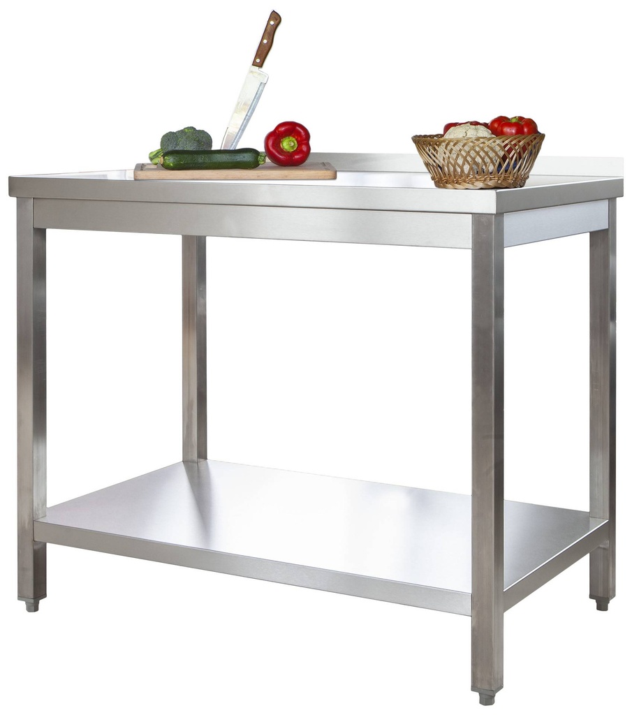 [ATG207A] Edelstahl Arbeitstisch Profi 2000 x 700 mm - mit Grundboden und Aufkantung
