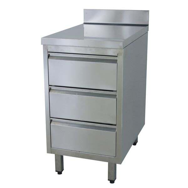 [SB3S-ECO4X7A] Edelstahl-Schubladenschrank ECO 3er Einheit 700 mit Aufkantung