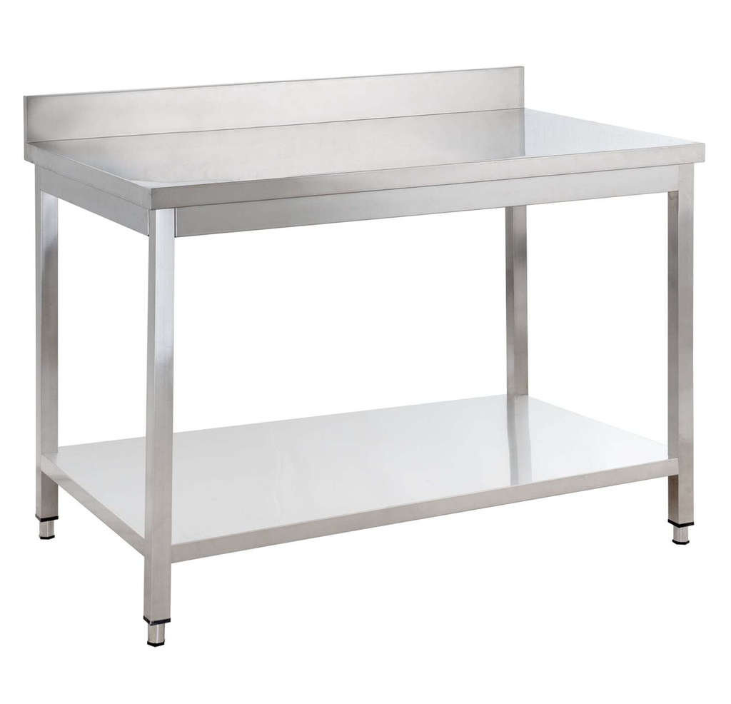 [YATS157A] Edelstahl Arbeitstisch Basic 15x7 mit Grundboden und Aufkantung, zur Selbstmontage