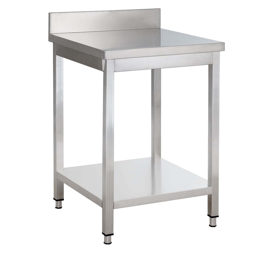 [YATS66A] Edelstahl Arbeitstisch Basic 6x6 mit Grundboden und Aufkantung