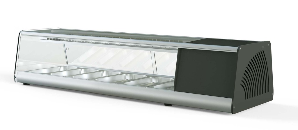 [SVE-PROFI6] Sushi Vitrine PROFI 6x1/3GN - eckiges Glas