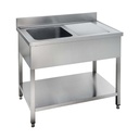 Spültisch Basic 12x7 mit 1 Becken links, Aufkantung und Grundboden