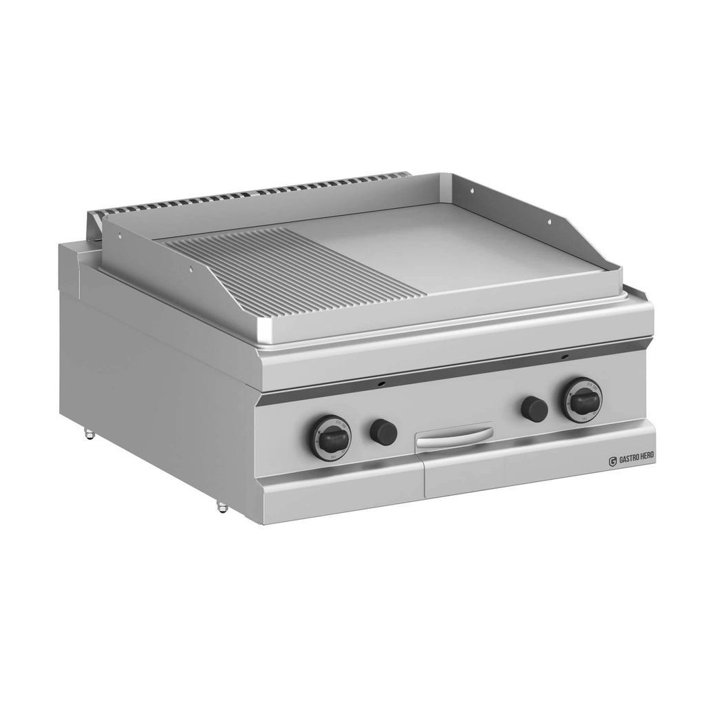 [D77GFT7LR] Gasgrillplatte Serie 700 - 70/70 - ½ glatt, ½ gerillt - Tischgerät