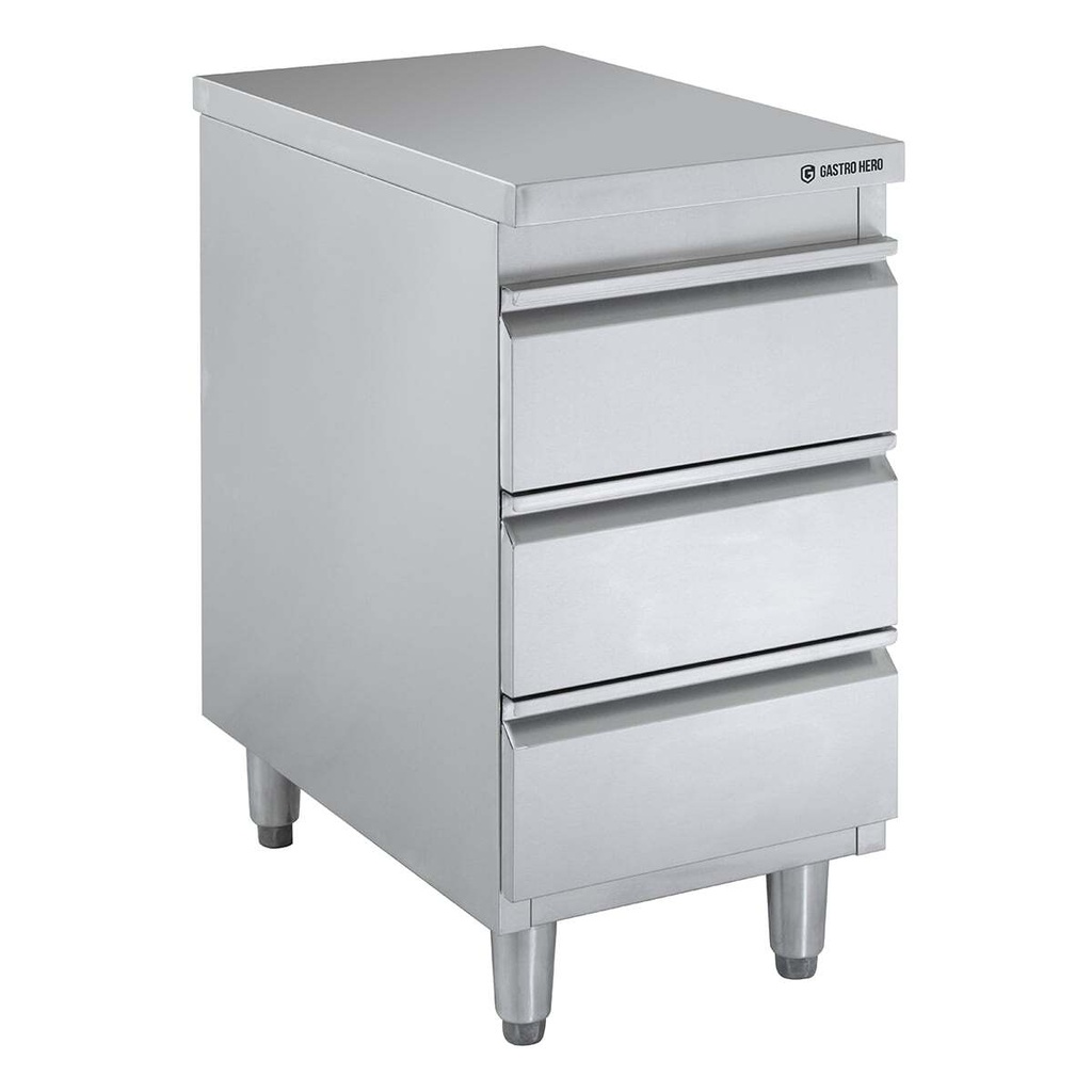 [SB3S-BASIC4X6] Edelstahl-Schubladenschrank BASIC 3er Einheit 600, AISI 201