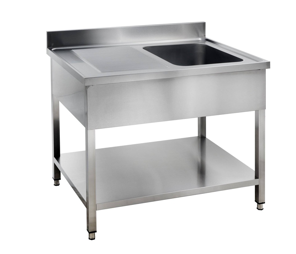 [SPT-BASIC10X7R] Spültisch Basic 10x7 mit 1 Becken rechts, Aufkantung und Grundboden